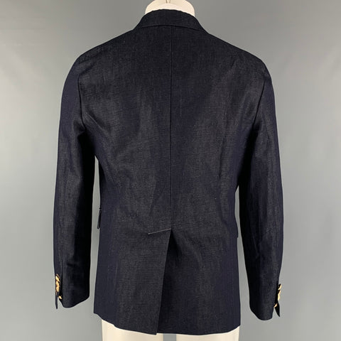 DSQUARED2 Talla 38 Abrigo deportivo de doble botonadura de lino y algodón liso índigo