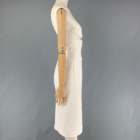SAINT LAURENT Robe de cocktail découpée sans bretelles en viscose blanche taille 2