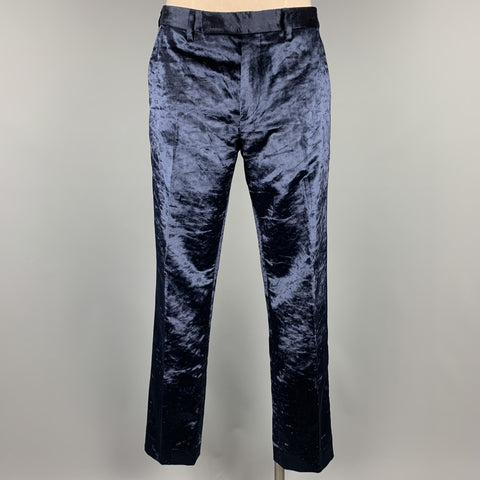 PAUL SMITH Taille 42 Costume à revers cranté en velours bleu marine régulier