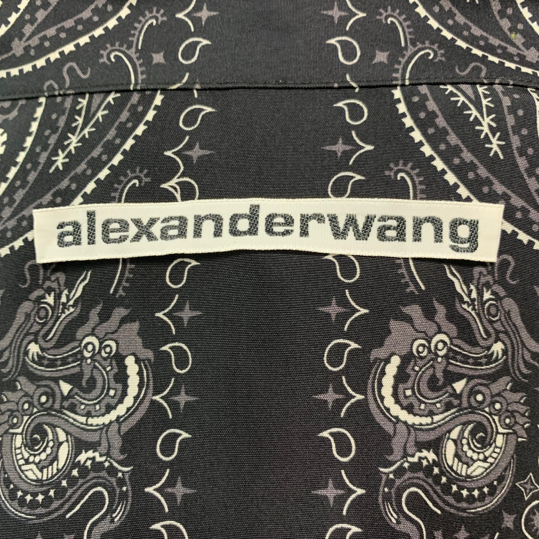 ALEXANDER WANG Size XL Black Bandana Silk Camp Short Sleeve Shirt