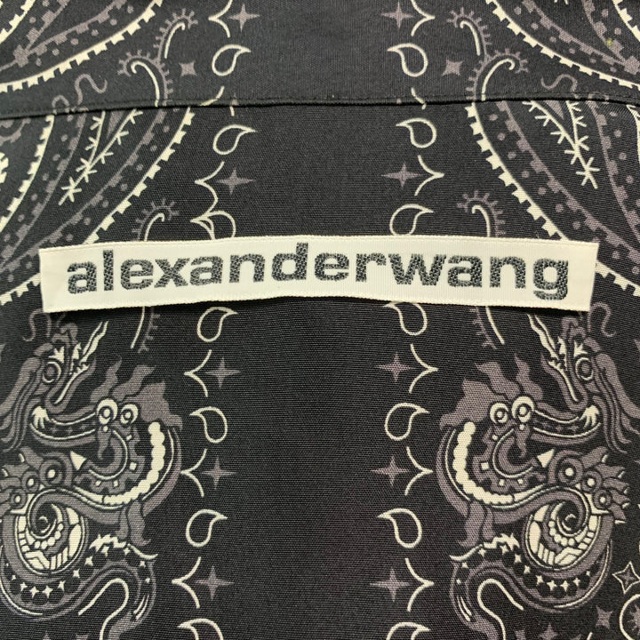 ALEXANDER WANG Size XL Black Bandana Silk Camp Short Sleeve Shirt