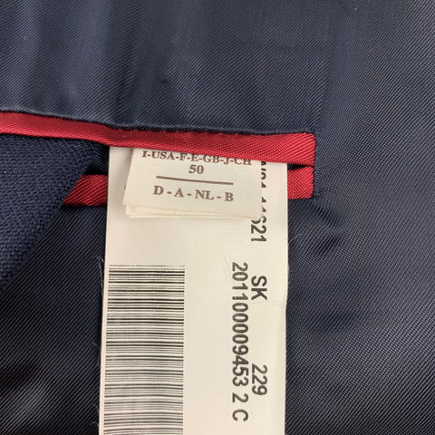 BRUNELLO CUCINELLI Size 40 Navy Cotton Silk Shawl Collar Suit