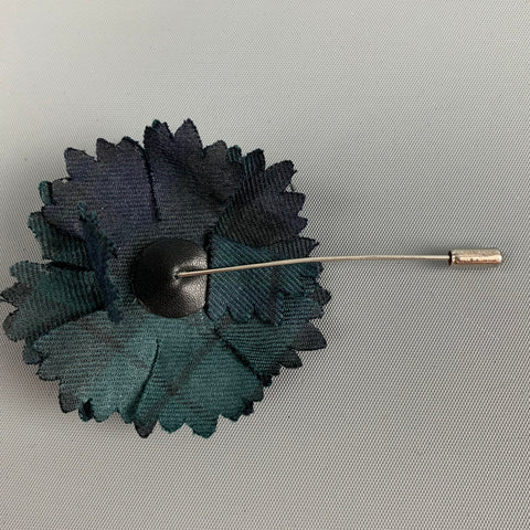 LANVIN Dark Blue Fabric Floral Brooch