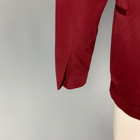 SPENCER HART Size 38 Burgundy Cotton Notch Lapel Sport Coat