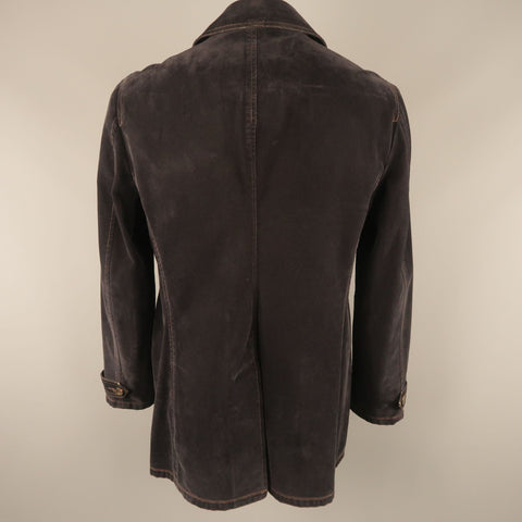 7 FOR ALL MANKIND XL Black Contrast Stitch Velvet  Double Breasted Coat