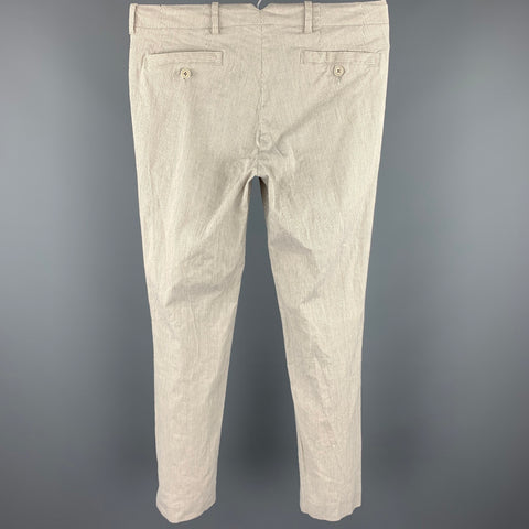 JOHN VARVATOS Size 28 Stripe Cream Cotton Blend Zip Fly Casual Pants