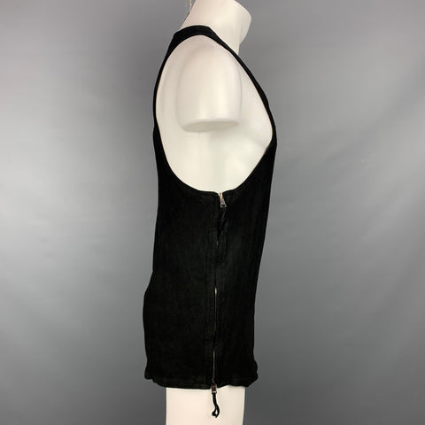 ALEXANDRE PLOKHOV Size M Black Suede Side Zippers Tank Top
