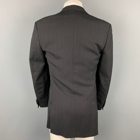 PAUL SMITH Size 38 Black Stripe Viscose Peak Lapel Sport Coat