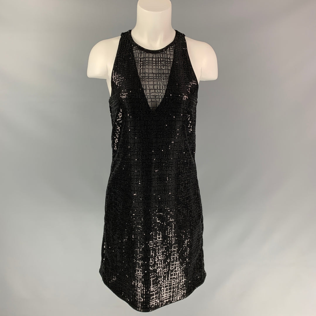 EMPORIO ARMANI Size S Black Sequined Strapless Dress