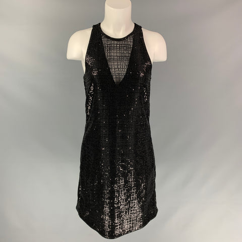 EMPORIO ARMANI Size S Black Sequined Strapless Dress