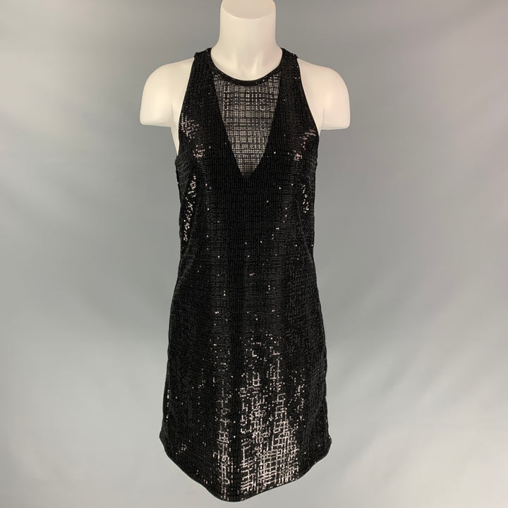 EMPORIO ARMANI Size S Black Sequined Strapless Dress