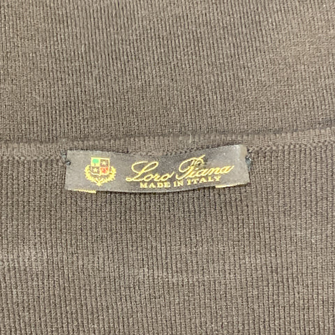 LORO PIANA Size 6 Brown Cotton / Elastane Scoop Neck 3/4 Sleeve Pullover