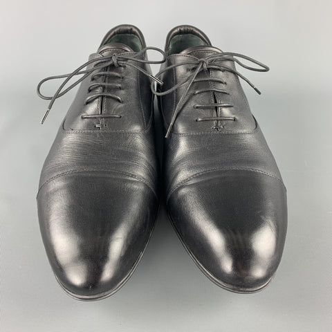 GIORGIO ARMANI Size 10 Black Textured Leather Rubber Sole Lace Up