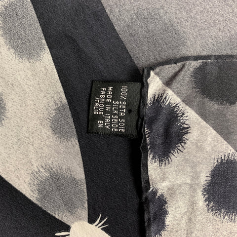 FREY Grey Cat Print Satin Silk Print Scarf