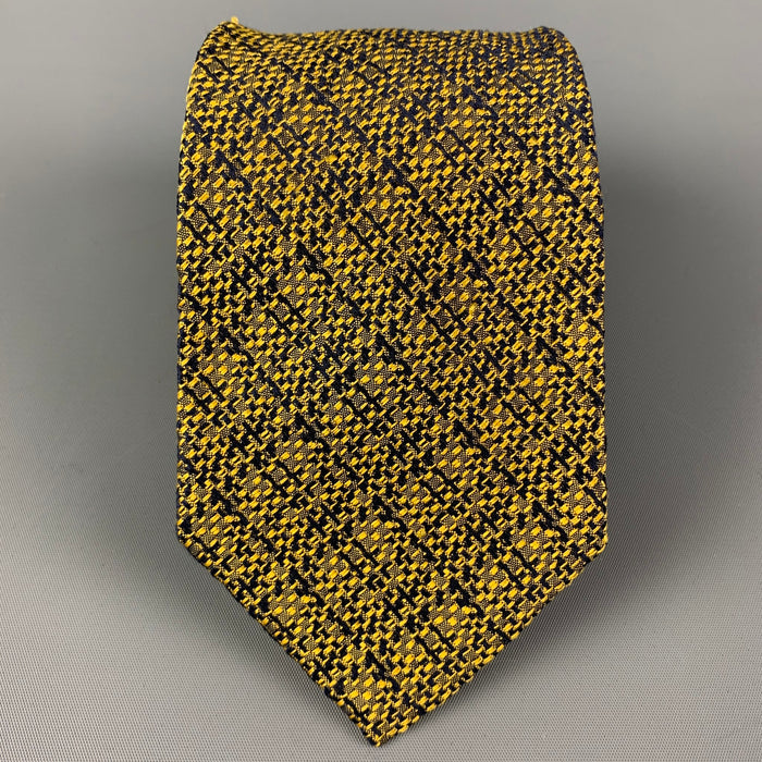 ETRO Yellow Navy Woven Silk Tie