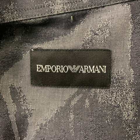 EMPORIO ARMANI Size M Charcoal Grey Print Cotton Long Sleeve Shirt