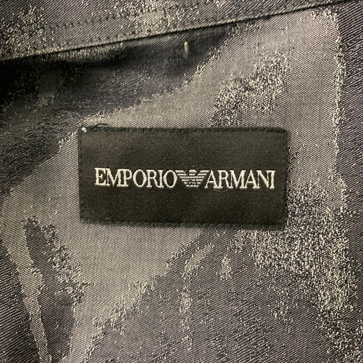EMPORIO ARMANI Taille M Chemise à manches longues en coton imprimé gris anthracite