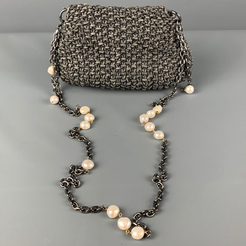 GRAZIA & MARICA VOZZA Grey Woven Pearl Shoulder Bag