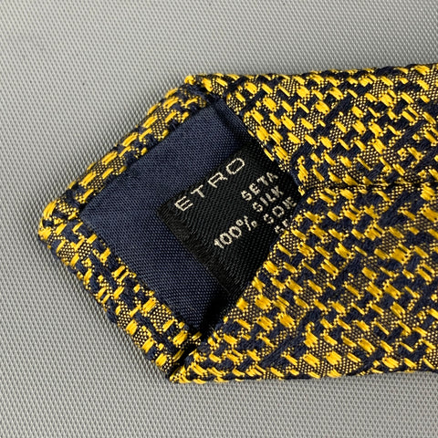 ETRO Yellow Navy Woven Silk Tie