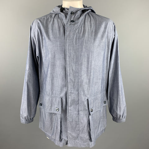 MARGARET HOWELL Size XL Indigo Cotton Buttoned Hooded Jacket