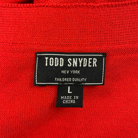 TODD SNYDER Size L Red Silk Cotton Buttoned Cardigan