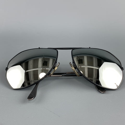 MENIA Vintage Black Matter Metal Mirrored Geometric Aviators