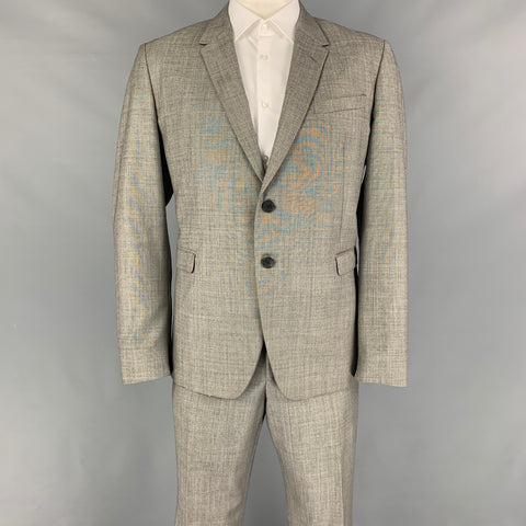 PAUL SMITH The Kensington Talla 46 Traje regular con solapa de muesca de lana gris jaspeado
