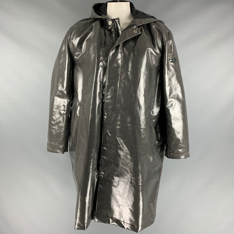 DIESEL Size XL Charcoal Coated Canvas Zip Snaps Coat