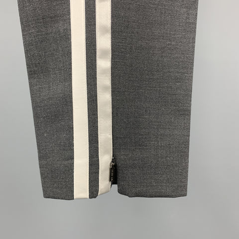 NEIL BARRETT Size 36 Dark Gray Solid Wool Blend Tuxedo Dress Pants