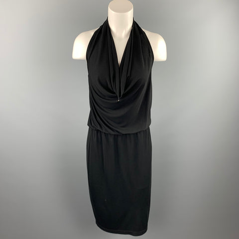 ST. JOHN Taille 6 Robe de cocktail licou en mélange d'acétate noir