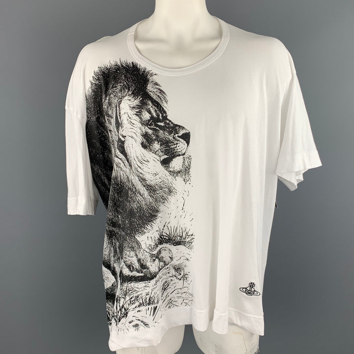 VIVIENNE WESTWOOD ANGLOMANIA Size One Size White Lion Graphic Cotton Scoop Neck T-shirt
