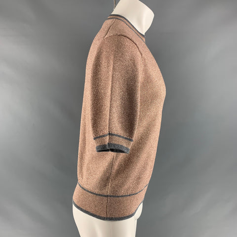 MARC JACOBS Size XS Rose Gold Grey Metallic Viscose Polyester Pullover