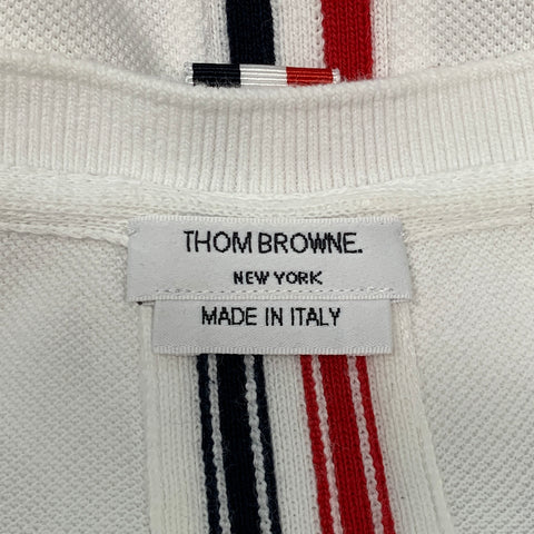 THOM BROWNE Size XL White Contrast Trim Cotton Short Sleeve T-shirt