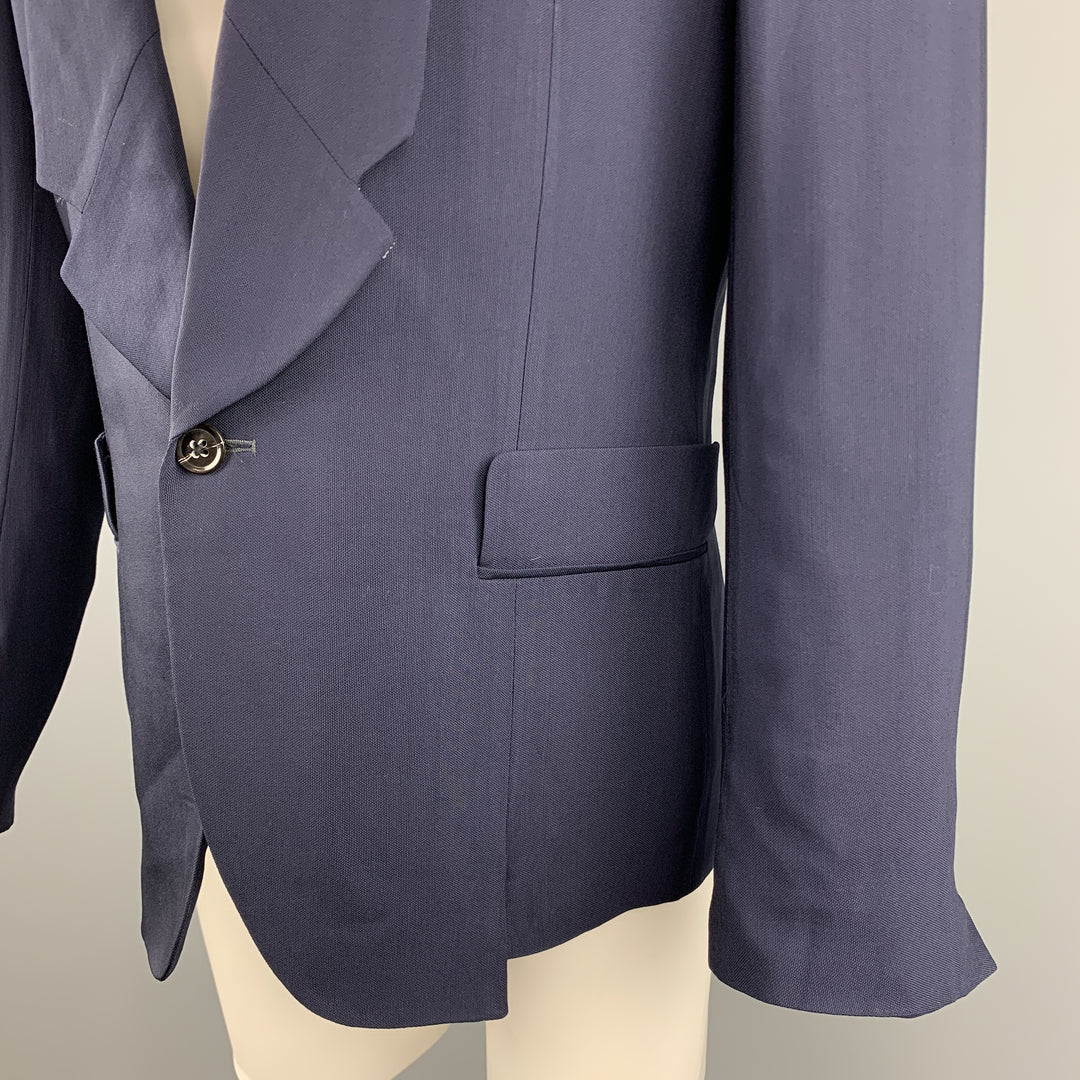 PAUL SMITH Size 40 Navy Wool / Viscose Blend Notch Lapel Upside Down Sport Coat