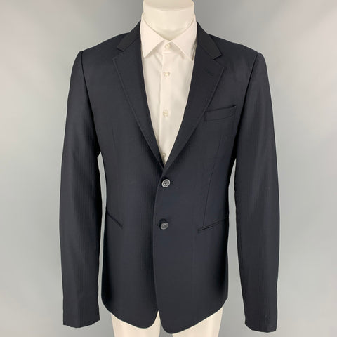 EMPORIO ARMANI Josh Line Talla 42 Abrigo deportivo de lana virgen texturizada azul marino