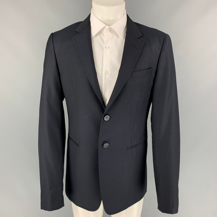 EMPORIO ARMANI Josh Line Talla 42 Abrigo deportivo de lana virgen texturizada azul marino