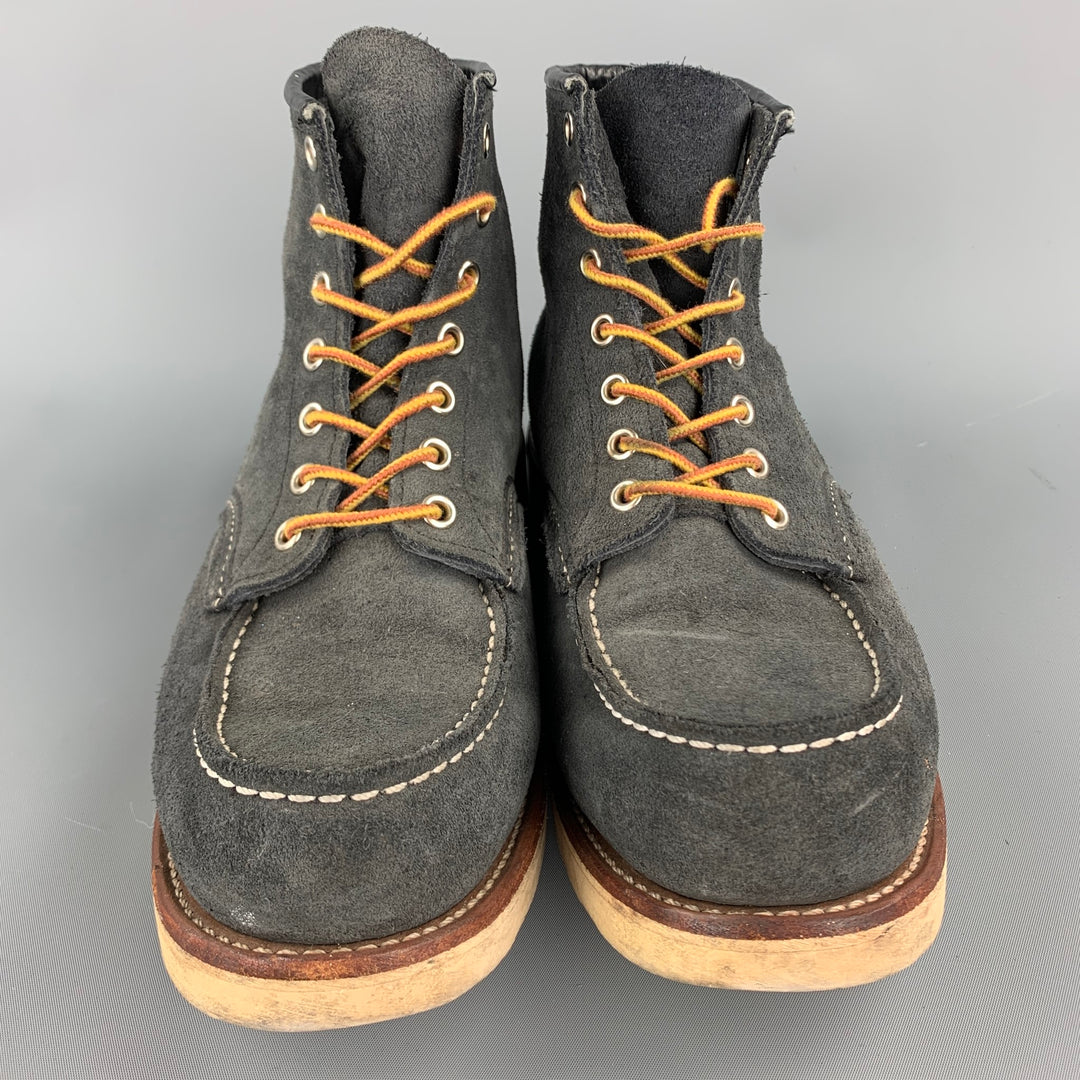 RED WING Size 9 Charcoal Contrast Stitch Suede Worker Boots