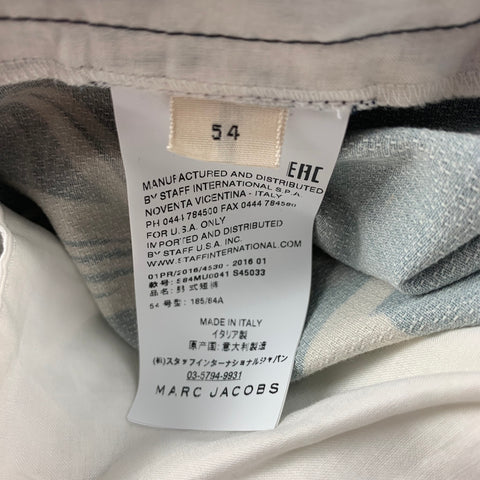 MARC JACOBS Size 38 Navy & Off White Print Cotton Zip Fly Shorts