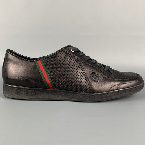 GUCCI Talla 12 Zapatillas bajas de cuero perforado negro