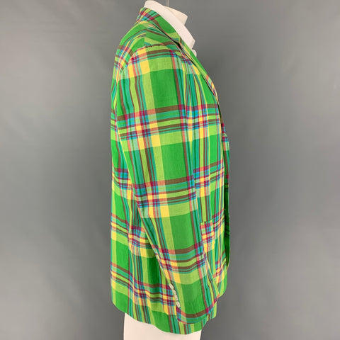 POLO by RALPH LAUREN Size L Multi-Color Plaid Cotton Sport Coat