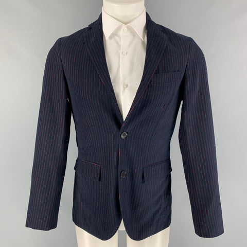 BROOKS BROTHERS Taille 36 Manteau de sport en coton à fines rayures rouge marine
