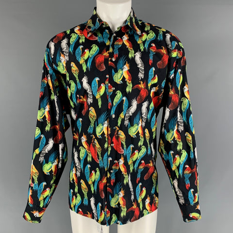 VERSACE JEANS COUTURE Size M Black Multi-Color Paradise Long Sleeve Shirt