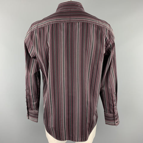 TWO A.M. Size L Burgundy Stripe Cotton Button Up Long Sleeve Shirt