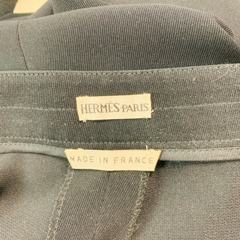 HERMES Size 8 Black Polyester Wide Leg Dress Pants