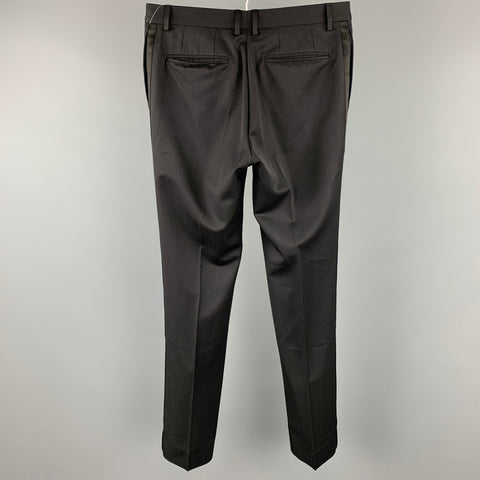 BURBERRY Size 31 Black Wool Tuxedo Dress Pants