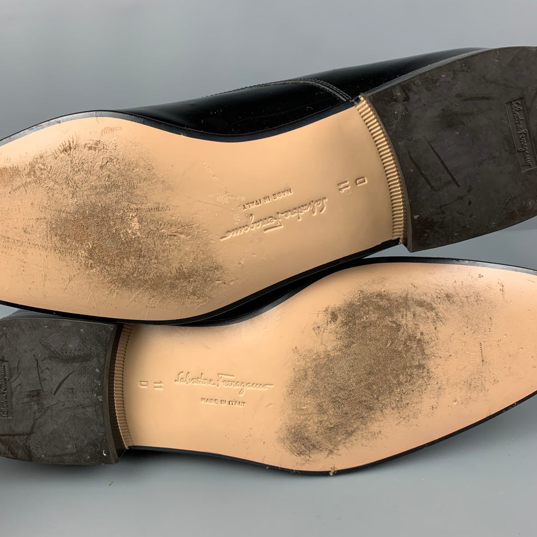 SALVATORE FERRAGAMO Talla 11 Zapatos con cordones de cuero negro