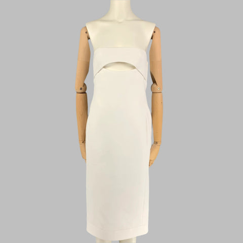 SAINT LAURENT Size 4 White Viscose Strapless Cutout Cocktail Dress – Sui Generis Designer Consignment