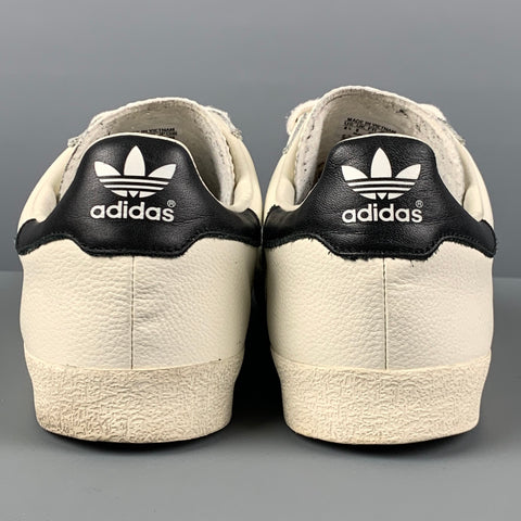 ADIDAS Size 8.5 White Black Leather Low Top 350 Sneakers