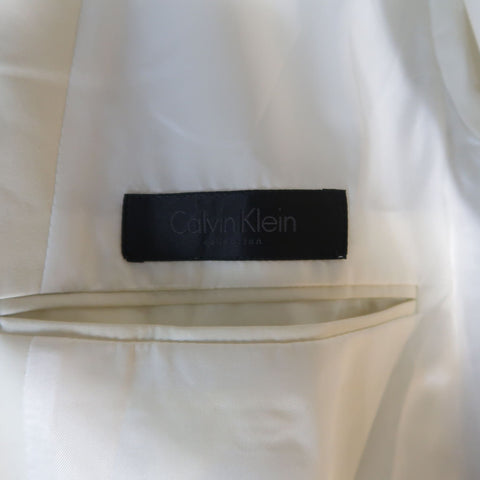 CALVIN KLEIN COLLECTION 42 Bone Cotton Double Breasted Sport Coat Jacket
