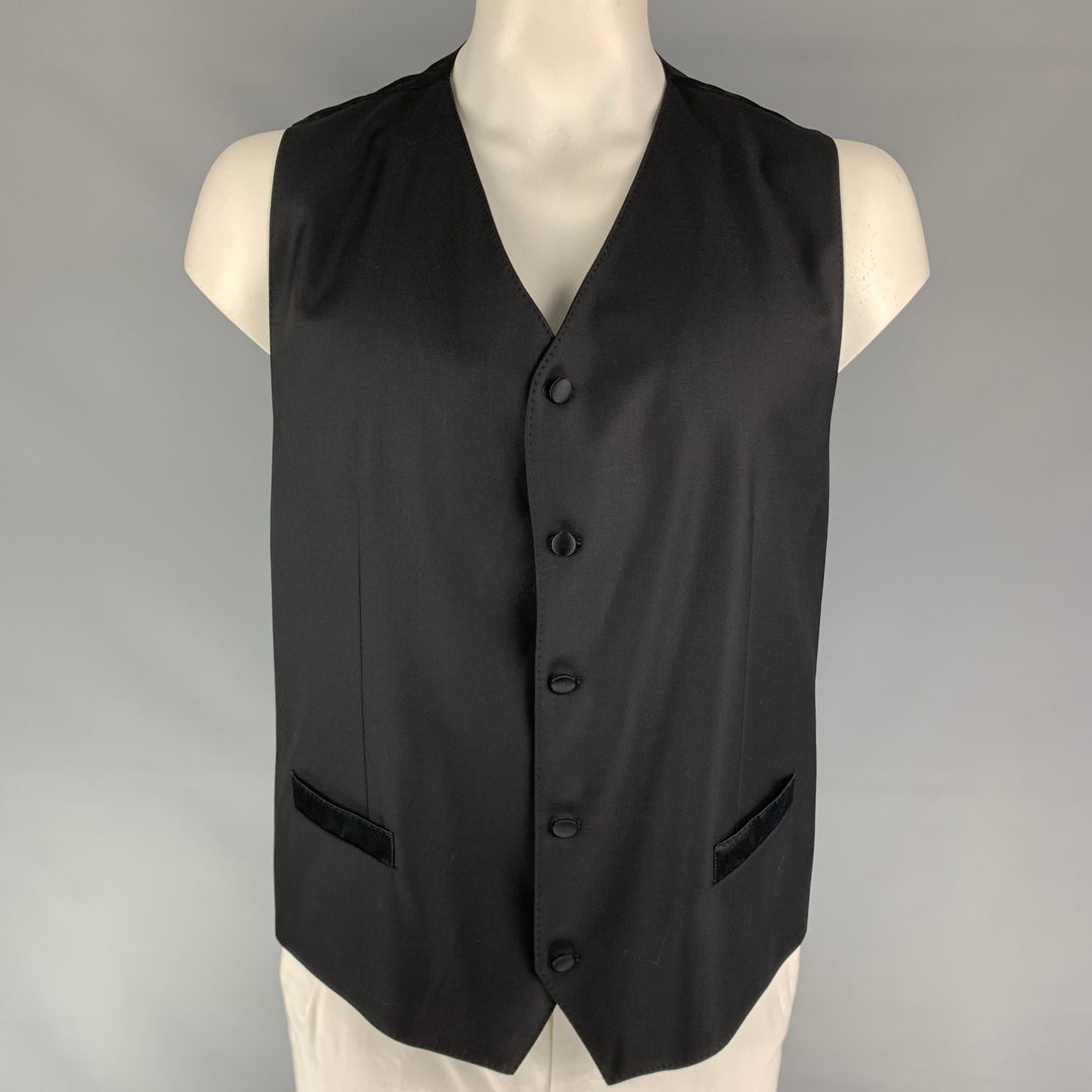 DOLCE & GABBANA Size 48 Black Wool Blend Buttoned Vest